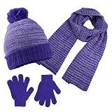 Swak Girls Hat,Scarf & Glove Set-Kids Cold Weather Winter Accessories-Childrens 3 Pc Beanie set-Big