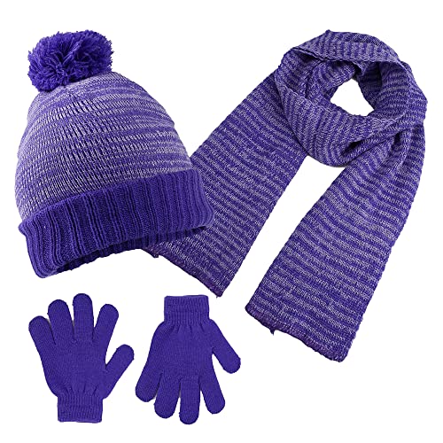 Swak Girls Hat,Scarf & Glove Set-Kids Cold Weather Winter Accessories-Childrens 3 Pc Beanie Set-Big Girls Hat Scarves & Glove #TOP3