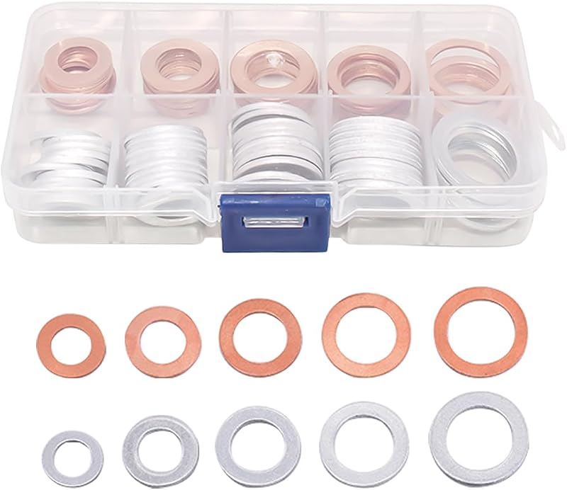 Kit de Arruelas de Cobre e Alumínio para Bujão de Óleo Mandark M10 a M18 – 100 unidades