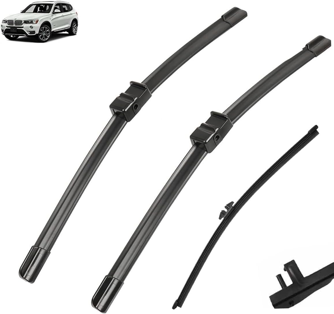 RESKIU Car Front Windshield Wiper Blade Set Replacement for BMW X3 F25 2010~2017, All Season Windscreen Wipers Quiet Easy Installation