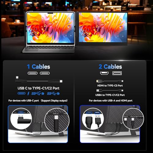 Laptop Screen Extender, 1.3lb Ultra Lightweight 14" 1080P FHD Portable Monitor for - image 7