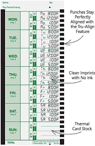 Lathem E8100 Time Clock Cards, For Use With 800P Time Clock, One Sided, 4" X 9", 100 Per Pack #TOP1