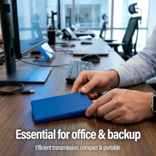 Portable 2.5-inch 500GB External Hard Drive | Plug and Play USB 3.0, Durable high-Speed Mobile Hard Drive for Instant Data Transfer of Games, Office, Photos, and Videos（Blue — view 6