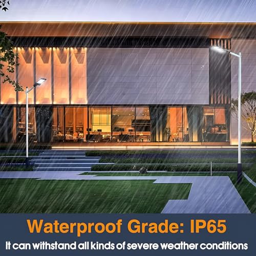 Image of Gigawatts 800 LED 300W Solar Street Light with Remote Control High Power 30Ah Battery Inbuilt 34W Solar Panel IP65 Water Resistant Outdoor Lamp for Wall Pathway Garden and Patio (1Pc, Cool White)