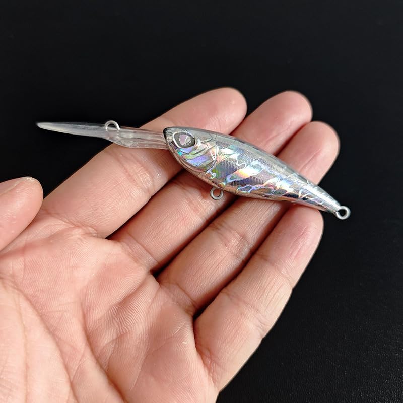 20pcs 9.5cm/5.7g Gold Foil Jerkbait Blank with Long Tongue, Floating Deep Diving Minnow Body Unpainted Lure