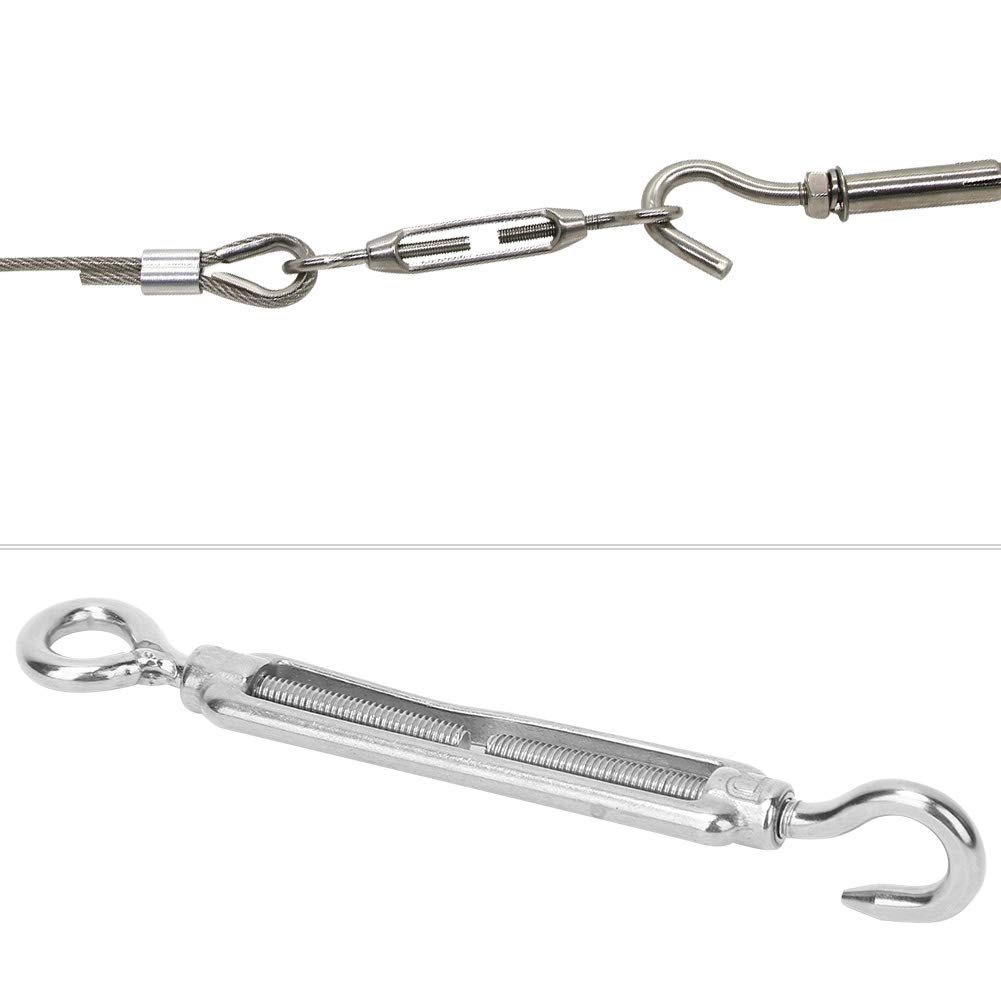 Strong Bearing Capacity Hook & Eye Turnbuckle, Quality 304 Stainless Steel Material Stainless Steel Turnbuckle, for Outdoor Indoor (M5)