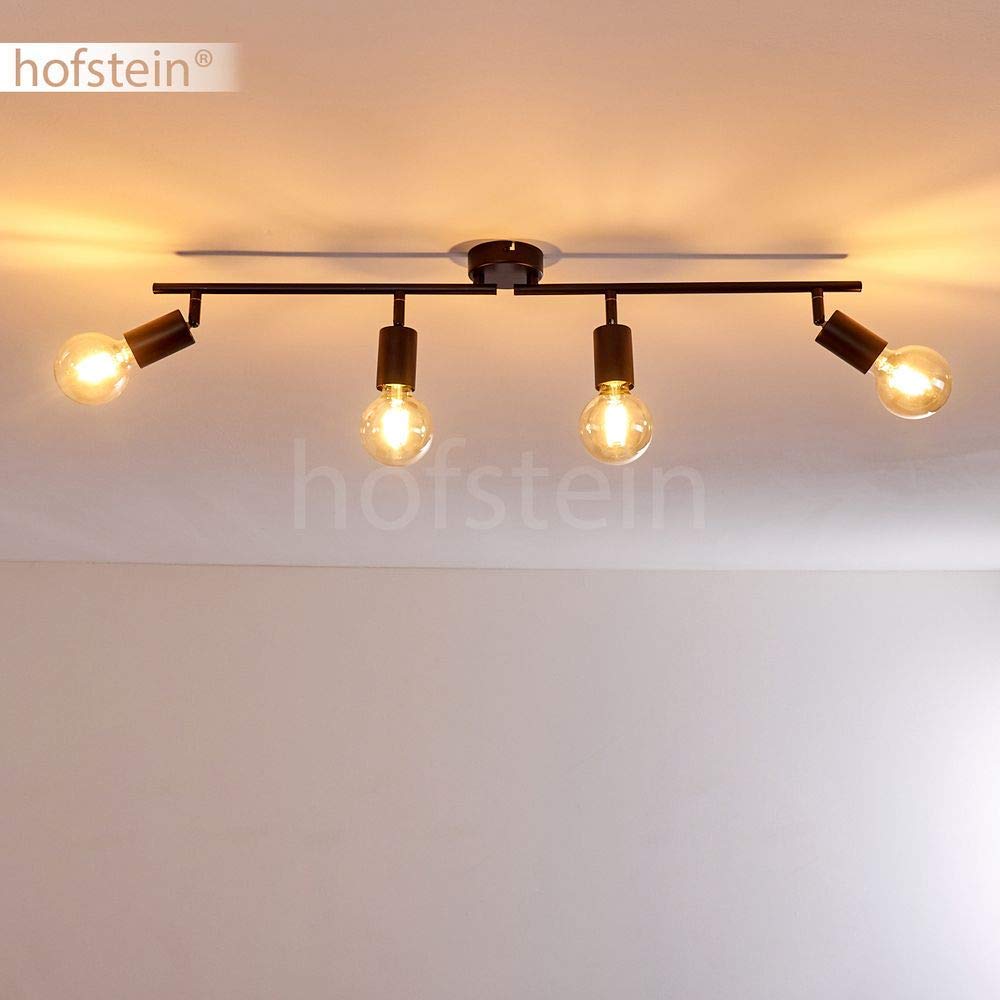 lampada a soffitto Maidford, lampada a soffitto in metallo in nero, a 4 luci, con faretti regolabili, 4 x attacco E27, design retro/vintage spot, senza lampadina/e