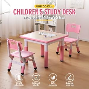 Unicoo kids table and chair set height adjustable toddler table and chair set graffiti desktop multi activity table ideal table and chairs for kids 2 8 kids table for classroomsdaycareshomes  urban country home decor