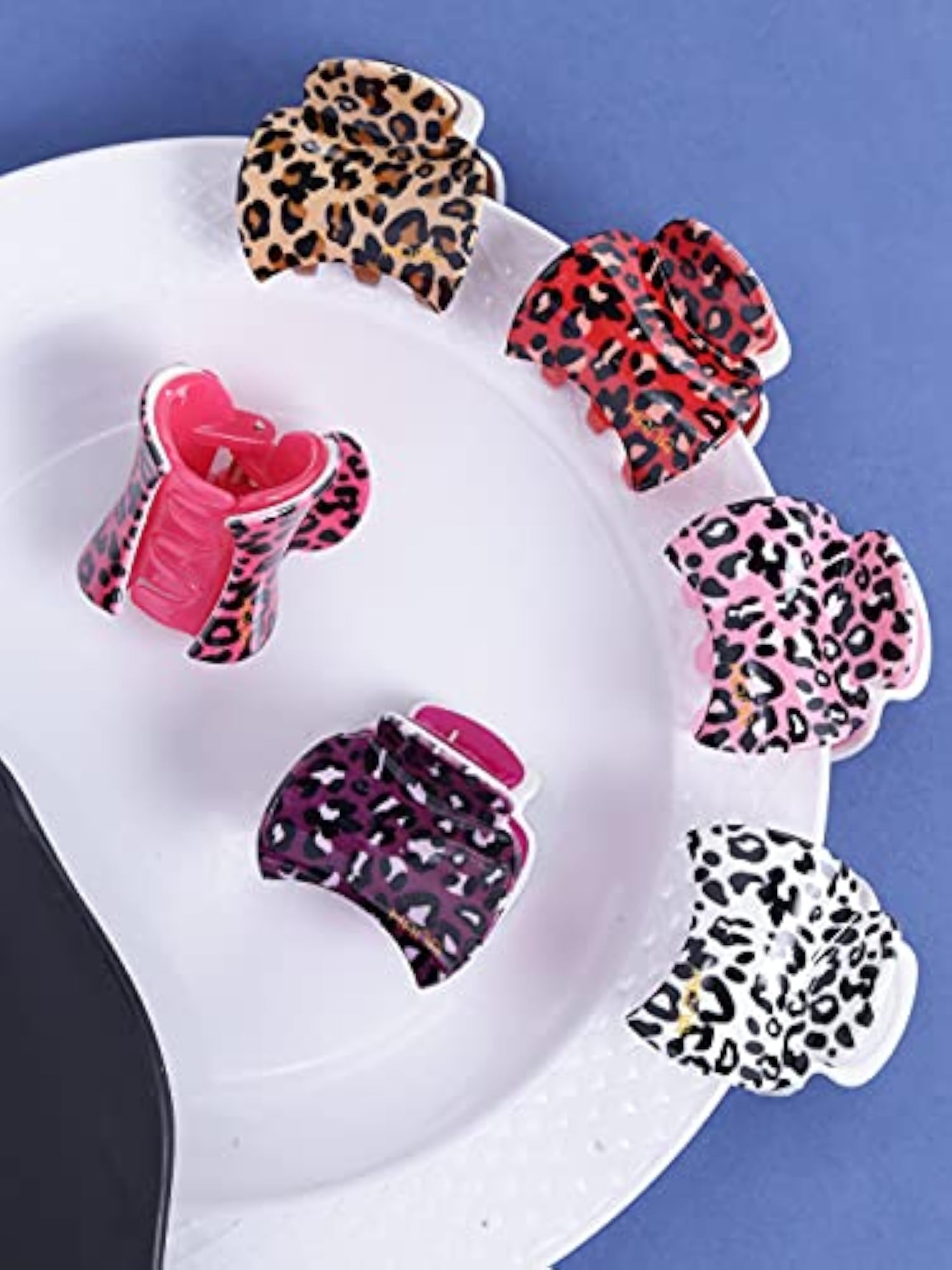 6pc Leopard Print Hair Claw Clip Set, Soft Touch Accessories
