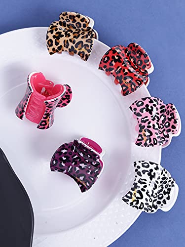 6pc Leopard Print Hair Claw Clip Set, Soft Touch Accessories