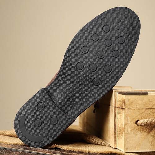 Men's Genuine Suede Cap Toe Two-Tone Chunky Block Heel Chukka Boots Fashion Lace Up Colorblock Round Toe Mid-Calf Derby Booties For Motorcycle Leisure Daily4