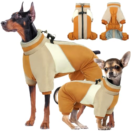 Kuoser Fullbody Dog Coat, Dog Coats for Small Dogs with Harness Built in, Warm Dog Winter Coat Reflective Dog Jackets with Zipper, Four-Legged Dog Snowsuit for Yorkie, Bichon Frise, Shih Tzu (Brown S) Kuoser Fullbody Dog Coat, Dog Coats for Small Dogs with Harness Built in, Warm Dog Winter Coat Reflective Dog Jackets with Zipper, Four-Legged Dog Snowsuit for Yorkie, Bichon Frise, Shih Tzu (Brown S)