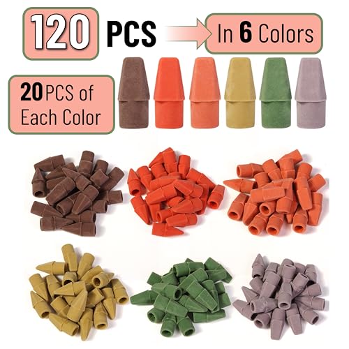 Image of Mr. Pen- Pencil Erasers Toppers, 120 Pack, Colorful, Latex Free, No Smudge | Mr Pen Erasers for Pencils