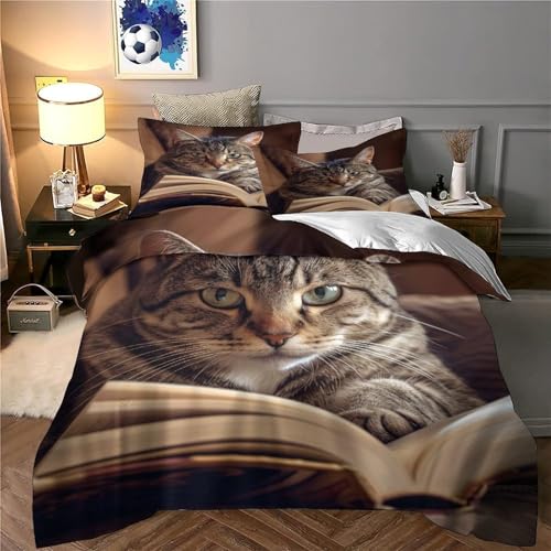 Parure de lit chat tigré 135x200 avec housse de couette microfibre pour ado - 6