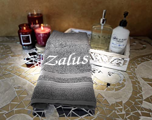 Liberty21 Luxury Embroidered Bath & Hand Towels, 100% Cotton. Custom Monogrammed Personalized Embroidered Towels. Set Includes 1 Bath Towel And 1 Hand Towel. (Grey) #TOP3