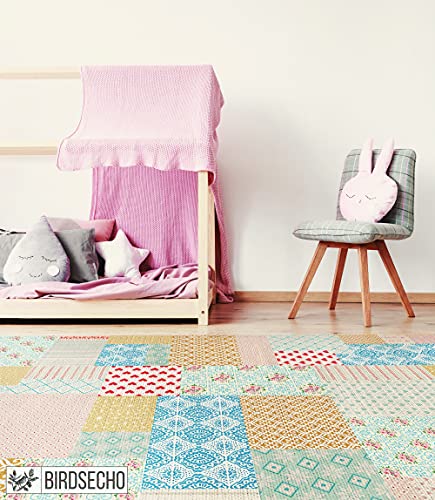 Tapis patchwork de cœurs colorés BirdsEcho en vinyle robuste 45x60cm - 3