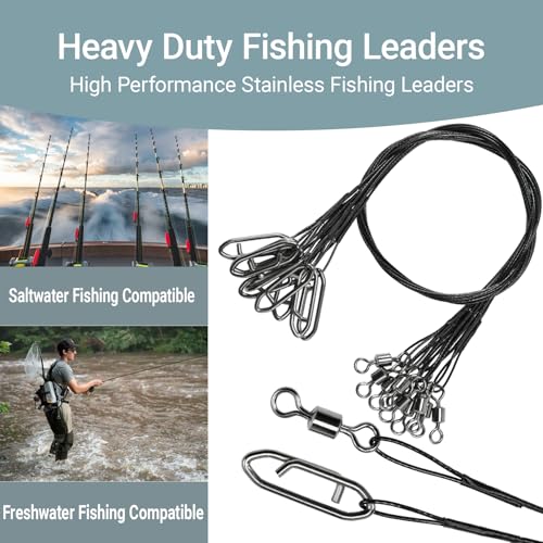 AMYSPORTS Steel Rigs Fishing Leaders Wire Stainless Lures Fishing Leader Heavy High Strength Wire Leaders Saltwater Black Nickel #6 70lb 11.8in 30pcs by AMYSPORTS - Used condition - Image 7