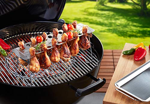AMZBBQ® Premium Hähnchenschenkel Halter für 12 Keulen - Robuster Hähnchen Ständer aus 100% Edelstahl - Spülmaschinengeeignetes Hähnchenbräter-Grillzubehör für Männer Geschenk