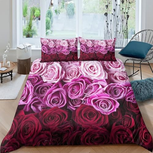 Parure de lit rose 3D pour une chambre d'ado douce et moderne avec housse King