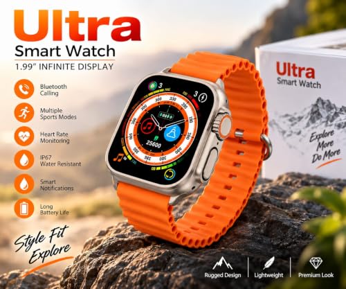 Image of T800 Smart Watch for Men & Women, 1.99 inch Large Infinite Display, Bluetooth Calling, Multiple Sports Modes, Heart Rate Monitoring, IP67 Water Resistant, Smart Notifications