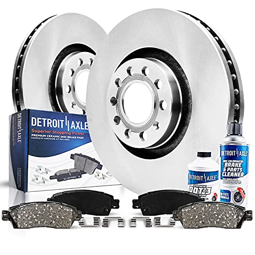 Image of Detroit Axle - Front Brake Kit for Volkswagen Jetta GTI Eos CC Audi A3 | TT Quattro, Disc Brake Rotors Ceramic Brake Pads with Hardware Replacement 12.28 inch inch Front Rotor