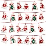 Bolsa de fieltro colgante de Navidad con 24 compartimentos numerados, adecuada para decoración de temporada y almacenamiento de artículos pequeños (números del 1 al 24)