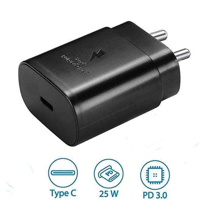 Image of Original Samsung 25W M35 5G / M34 5G / M14 5G / M33 5G / S23 FE /S22 /F52 USB-C Super Fast Charger 25W Pd Charging Adapter Compatible for Samsung (Black)