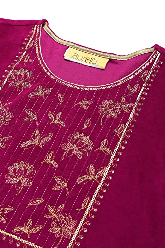 Image of Aurelia Women Cotton Embroidered Regular Kurta Set