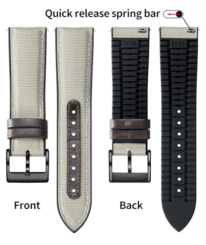 Image of BINLUN Nylon Silicone Watch Bands 18mm 19mm 20mm 21mm 22mm Quick Release Canvas Rubber Hybrid Watch Strap Replacement Watchband for Men Women 9 Colors Silver /Black Buckle