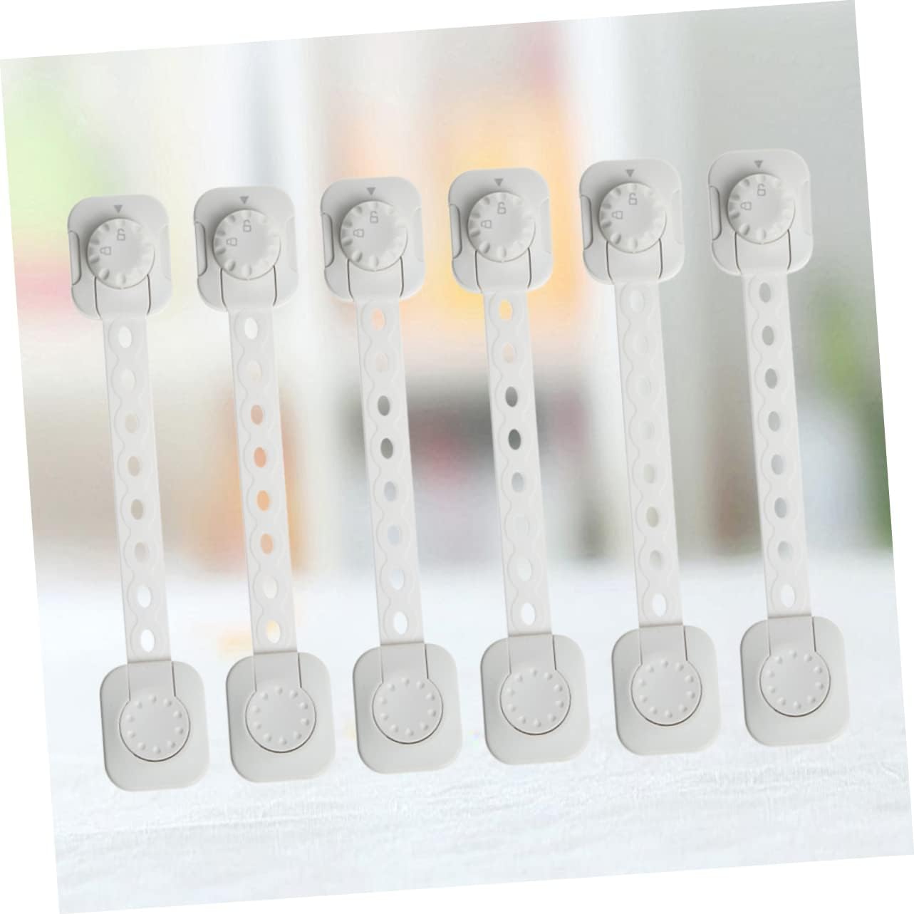 VICASKY 12pcs Adjustable Boy Girl Locks Multi-purpose Safety Belt Locks for Cabinets Refrigerators and More White Easy to Install Strong Adhesive Prevents Finger Injuries