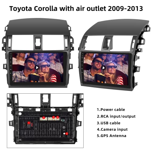 Android Apple Carplay Car Stereo For Toyota Corolla 2009 2010 2011 2012 2013, Rimoody 9’’ Touch Screen Corolla Car Radio Bluetooth Gps Wifi Fm Mirror Link Rca Usb Swc + Backup Camera #TOP5