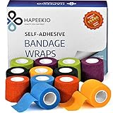 Self Adhesive Bandage Wrap - Cohesive Bandage - Vet Wrap - 2 Inch x 15 Feets / 12 Pack - Elastic,...