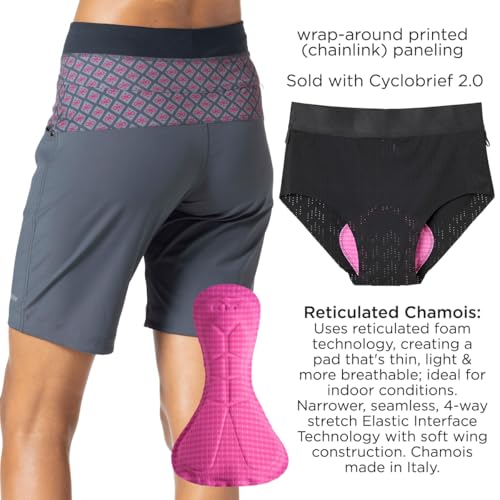 Terry Vista Bike Short, Womens 2 Piece Set: 10 Inch Inseam Mountain Bike Short & Removeable Padded Cycling Brief - Anemone, X Large - Thumbnail 3