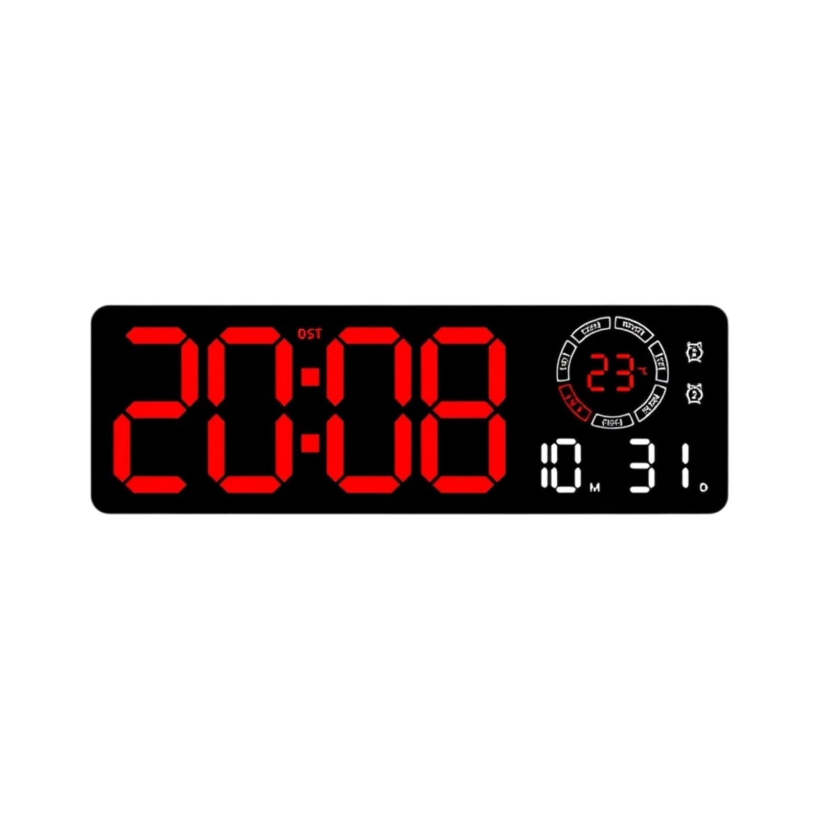 Mehrfarbige LED Digital Wanduhr mit Helligkeitseinstellung, Uhrzeit, Datum, Temperaturanzeige, Nachtlicht für Zuhause, Büro, Moderne LED Digitaluhr, mehrfarbige Beleuchtung, Temperaturanzeige,