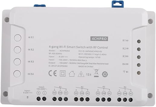 Wireless WiFi Smart Light Switch Module, 4-Channel WiFi Control Switch for Compatible for Sonoff-4CH R3, 4CH PRO R3, Supports RF Remote4CH Pro-R3