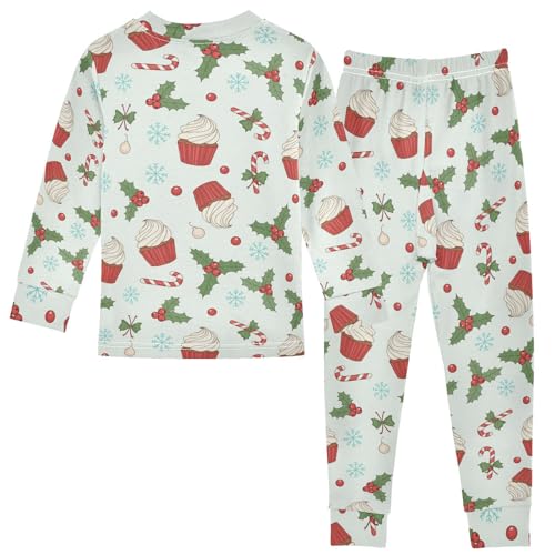 Pajama Sets Long Sleeve Christmas Cupcakes Berries Soft Comfy Sleepwear 2 Piece PJS 3-8T3
