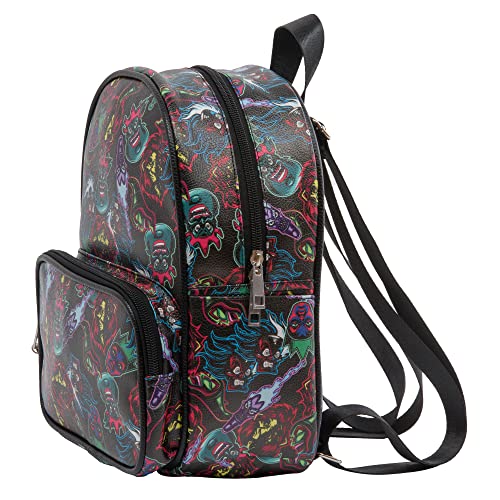 Disney Villains Mini Backpack with Allover Print & Molded Vixen Dangle, 10.5 Inches, Adjustable Straps, Faux Leather3