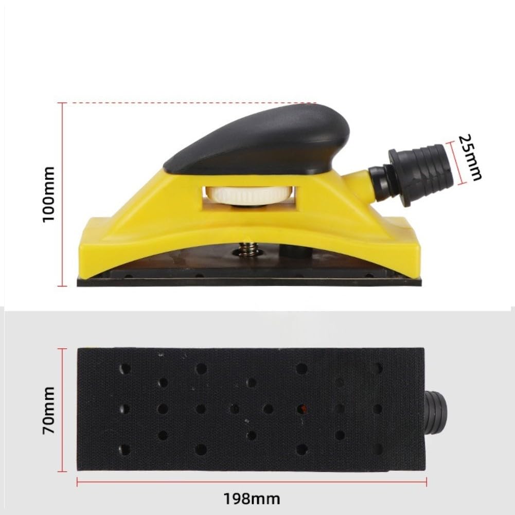Bloque de lijado manual ajustable con puerto de extracción de polvo y mango ergonómico para restauración de pintura automotriz, amarillo