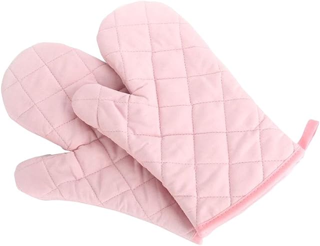 Oven Baking Gloves Thick Heat Resistant Insulation Heat Proof Cotton Oven Glove Pot Holder Cooking Mitts Kitchen Essential 1 Pair Pink