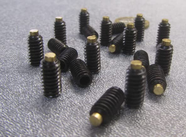 Black Oxide Steel Brass Tip Set Screw 1/4-20 x .500" (1/2") Thread Length 25 pcs