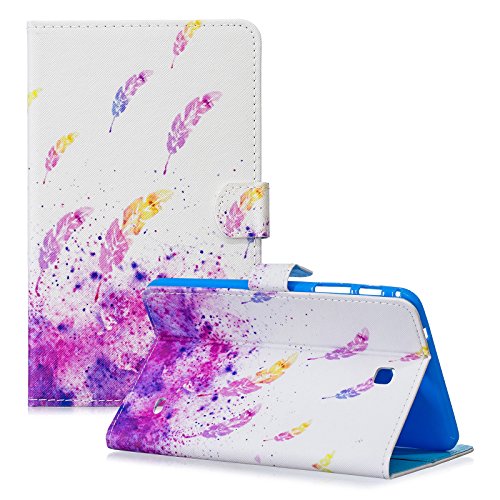 Galaxy Tab 4 8.0 Case, Dteck Slim Fit Folio Stand Case Smart Protective Shell Auto Sleep/Wake Feature Cover For Samsung Galaxy Tab 4 8.0 Tablet 2014 (8 Inch Tab 4,Sm-T330/T331/T335)-Purple Feather #TOP10