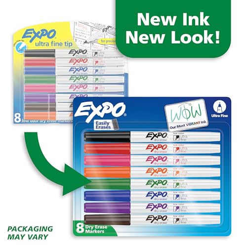 expo dry erase markers low odor ink assorted colors ultra fine tip 8 count - whiteboard calendar organization school supplies