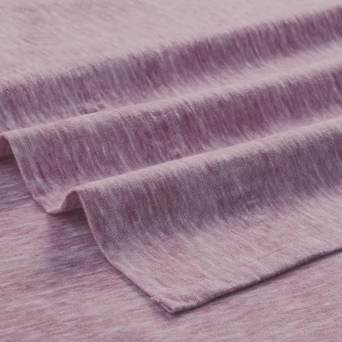Image of Superior Melange Flannel Cotton Sheet Set, Ultra-Soft Brushed Sheets, Modern, Farmhouse Bedding, Basics, Includes; Flat Sheet, Elastic Deep Pocket Fitted Sheet, Pillowcase, Twin XL, Fig Plum