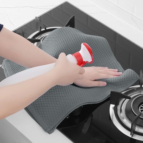 Image of Homaxy 100% Cotton Waffle Weave Kitchen Dish Towels, Ultra Soft Absorbent Quick Drying Cleaning Towel, 13 x 28 Inches, 8-Pack, Grey