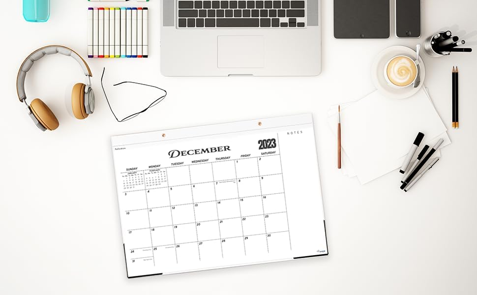 Miniatura 2 de Ensight Calendario de escritorio 2024-17x12 - Calendario de pared - Sección de papel grueso y notas - Funciona a lo largo de 2024 (negro)