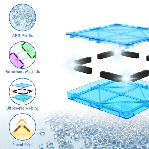 Magnetic Tiles Toddler Building Blocks Toys, Magnet Montessori Kids Toys for 3+ Year Old Boys and Girls, Preschool Learning Sensory STEM Education Gift Games, Birthday Gifts Idea for Kids Toddlers. - Image 6