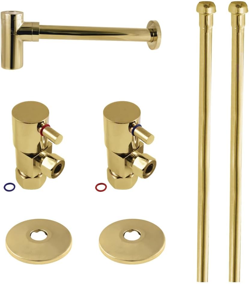Kingston Brass CD53307DLLKB30 Trimscape Modern Plumbing Sink Trim Kit with Bottle Trap in Brushed Brass