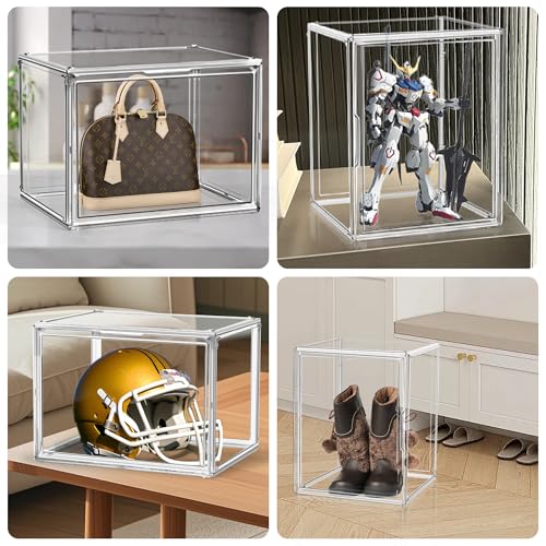 5 Pack Extra XXX-Large Purse Storage Organizer for Closet Clear Tall Boots Storage Box Stackable Acrylic Display Case with lid Shoes Handbag Organizer Box for Collectibles Helmet Big Bag by EZJOB - Image 5