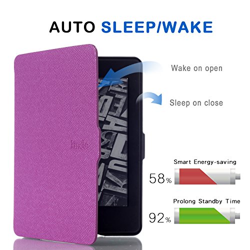 MOKASE Custodia Compatibile con 6" Kindle Paperwhite 5a/6a/7a Generazione (2012,2013,2015,2016), Modello: EY21 / DP75SDI, Custodia Pelle Sintetica con Automatica Sveglia/Sonno, Purple - Image 4