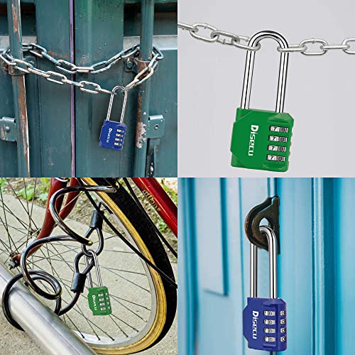 Image of 2 Pack disecu 2.6 Inch Long Shackle Combination Lock, 4 Digit Outdoor Waterproof Padlock for School Gym Locker, Sports Locker, Storage Unit, Gate, Fence, Toolbox, Cabinet (Blue)